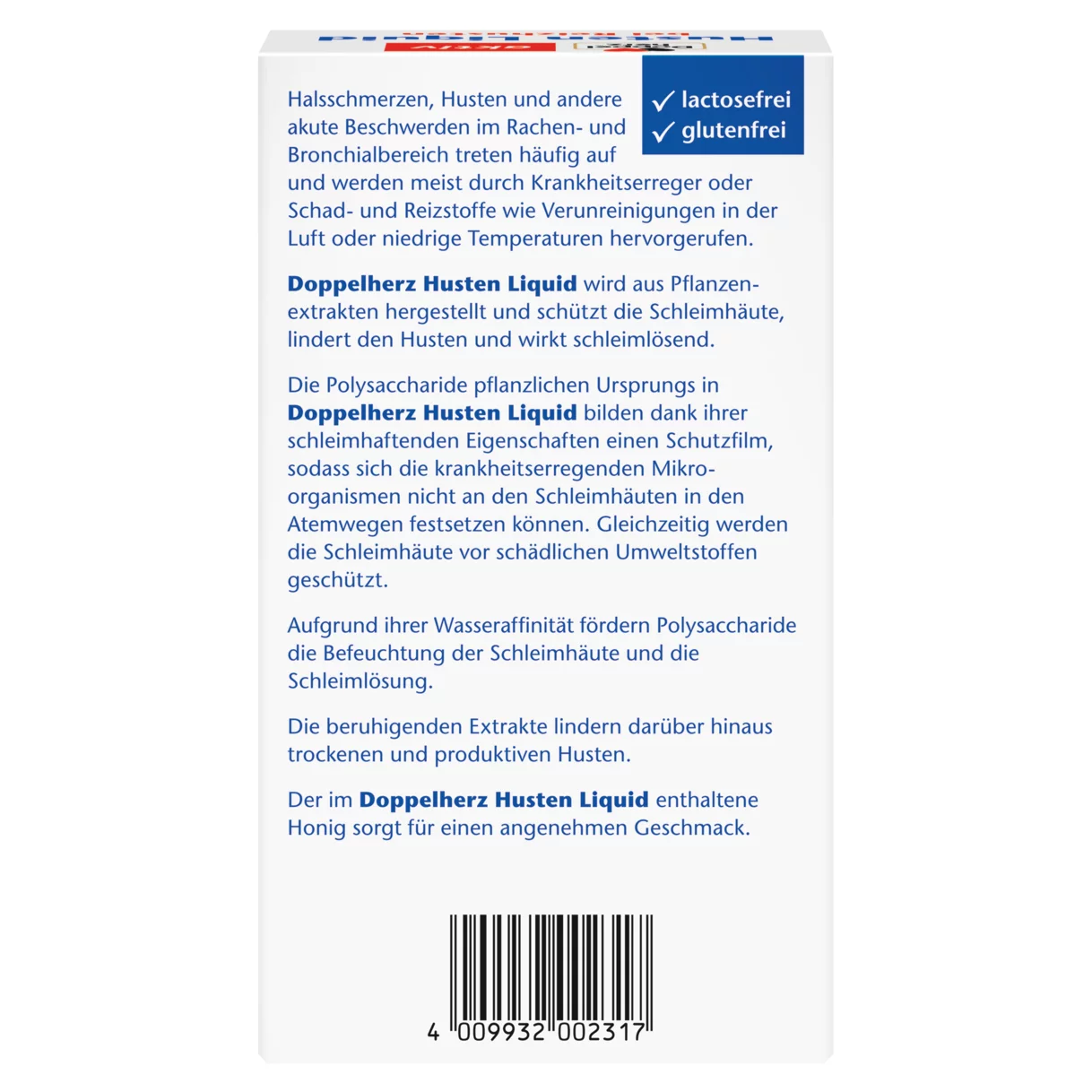 Abbildung der Produktverpackung Doppelherz aktiv Husten Liquid Rückansicht